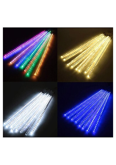 Yağan Meteor Yağmur Led 50 Cm 8 Tüp Iç Ve Dış Mekan Aydınlatma Dekor Süsleme Işık Sarı