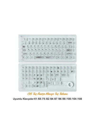 136 Tuşlu Keycaps Beyaz Baskılı Karbon Fiber Dokulu 136 Tuşlu Rusça Klavye Kutulu Tüm Mekanik-manyetik Klavyeler İle Uyum Sağlamaktadır.