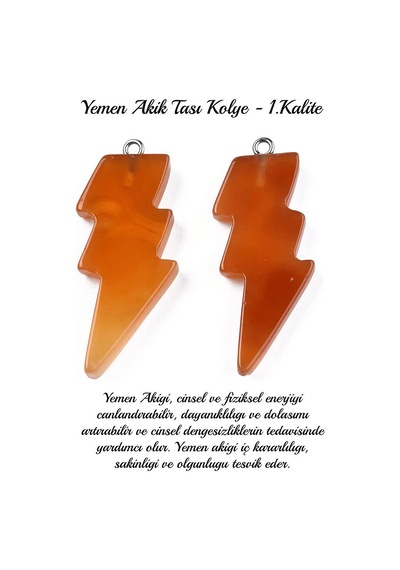 Erilsa Sertifikalı Şimşek Model Yemen Akik Taşı Kolye - Aaa+ Kalite Çok Renkli