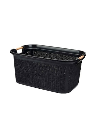 Woow Çamaşır Sepeti - Çamaşır Sepeti - Plastik Sepet 30 Lt - Siyah Siyah