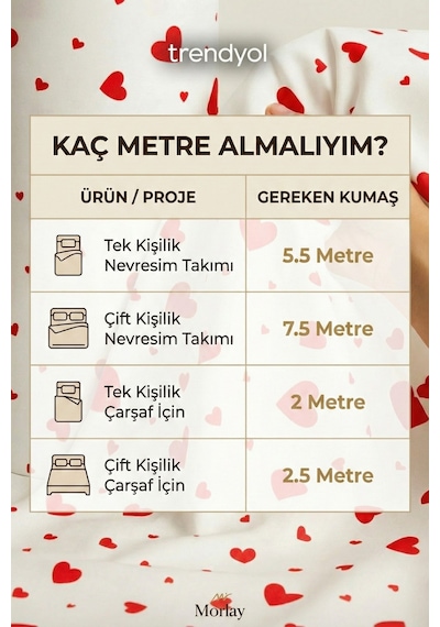 %100 Pamuk Kırmızı Kalpli Poplin Kumaş En: 240 Cm Nevresim, Çarşaf, Yastık Kılıfı, Elbise Ve Çanta