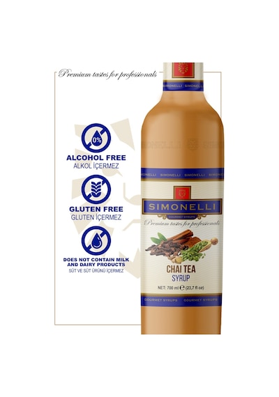 Simoenlli Kahve Şurubu Chai Tea Aromalı 700 ML + Pompa Simonelli