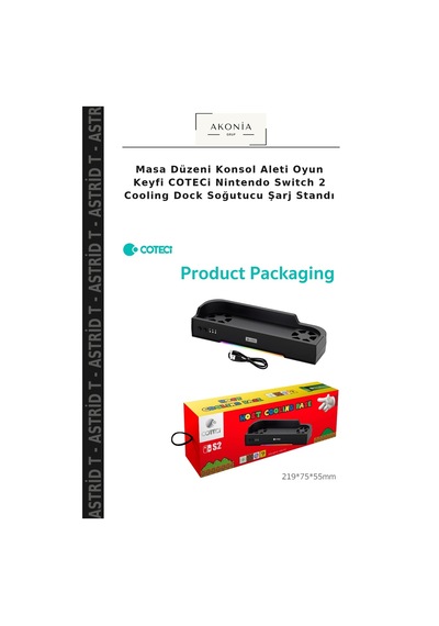 Masa Düzeni Konsol Aleti Oyun Keyfi Coteci Nintendo Switch 2 Cooling Dock Soğutucu Şarj Standı
