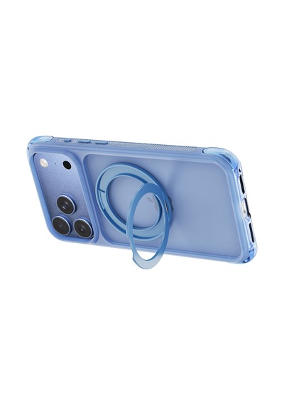 Apple iPhone Uyumlu 18 Pro Kılıf Wiwu Ag-203 Aeroguard Ultra Serisi M-safeli Airbag Standlı Kapak Açık Mavi