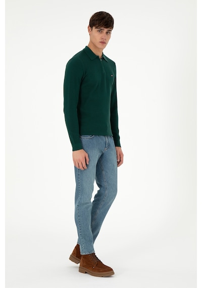 U.S. Polo Assn. Erkek Regular Fit Yarım Fermuarlı Koyu Yeşil Basic Kazak 50298266-VR079