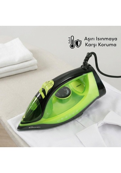 Conti Buharlı Ütü Damlama Önleyici Sistem, Dikey Ütüleme, Yeşil, 2600 Watt