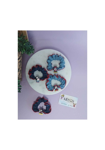 Mickey - Minnie Mouse Figürlü Denim Kumaş Lastik Toka 1 Adet Lacivert