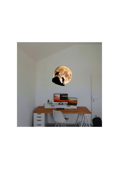 Kişiselleştirilebilir Led Işıklı Epoksi Cam Katmanlı Tablo Sierra Dolunay Sarı - 738176759 Sarı