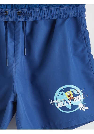 Lcw Swımwear Mavi Sünger Bob Baskılı Erkek Deniz Şortu