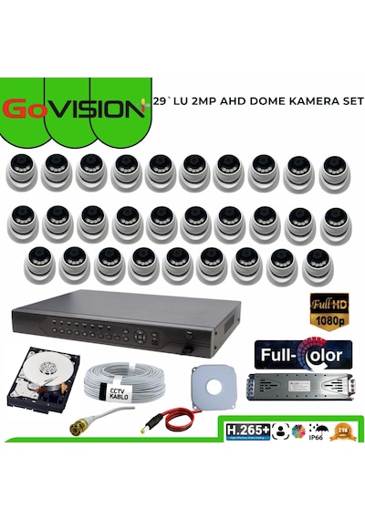29 Lu 2mp Full Color 3.6mm Lens 1080p Fullhd Warmled Ahd 32 Kanal Dome Set