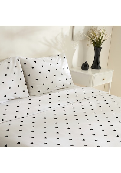 Sarah Anderson Amour Kalp Desenli Çift Kişilik Nevresim Takımı Siyah