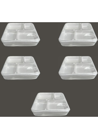 Dağyüce Tek Kullanımlık Köpük 4 Bölmeli Tabldot Köpük Tabak - 26.5x30 Cm. - 10 Adetlik 5 Paket