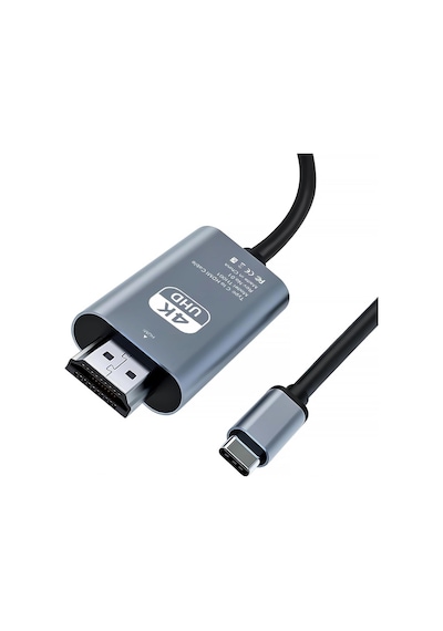 Hdmı Çevirici Usb-c Hdmı 4k 30hz 200cm Adaptör Usb C H-dmı Uyumlu Thunderbolt Type-c To 2 Metre Kablo Uzunluğu Zr853