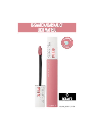 Maybelline New York Super Stay Matte Ink Likit Mat Ruj - 10 Dreamer Pembe