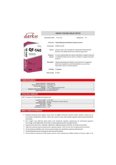 Mahya Yapıştırma Harcı, Kırmızı, 25 Kg, Darkss Qf 140 1 Palet 60 Adet