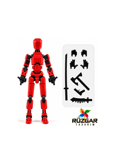 Dummy Figür Eklemli Pozlanabilir Model Titan 113 Dummy 1.0 Kırmızı