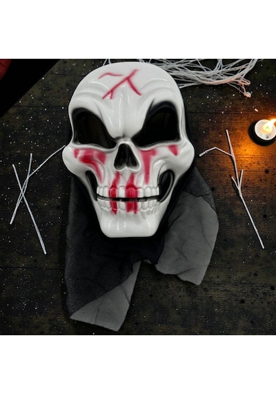 Yüksek Kalite Tüllü Beyaz Kanlı Kuru Kafa Maskesi Cadılar Bayramı Korku Maskesi Skull Halloween Mask