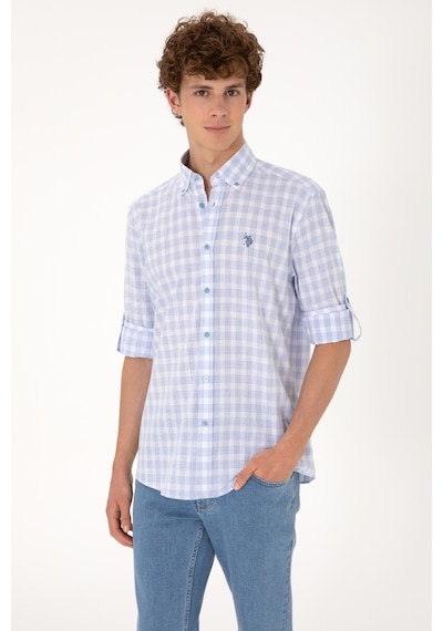 U.s. Polo Assn. Erkek Açık Mavi Gömlek Desenli 50306290-vr003 Acık Mavı