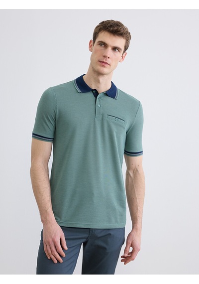 Lcwaıkıkı Classic Yeşil Polo Yaka Kısa Kollu Pile Erkek Tişört