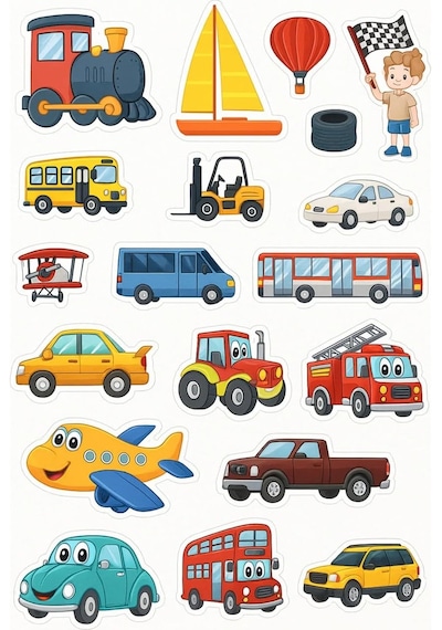 60 Çıkartmalı Sticker Kitabı Eğitici Etkinlik Kitabı Hayvanlar - Taşıtlar - 2'li