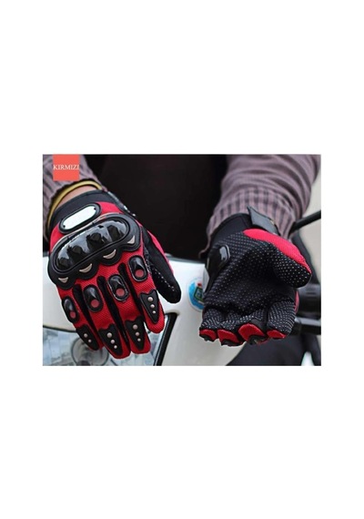 Probiker Biker Tam Parmak Korumalı Ve Nefes Alabilen Telefon Uyumlu Motosiklet & Bisiklet Eldiveni Pro Siyah