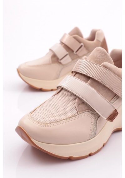 Dgn 62169 Kadin Cirtli Spor Ayakkabi 62169-2027-R12615 Bej - Pudra