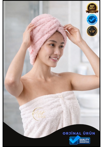 Mikrofiber Saç Havlusu Hızlı Kuruyan, Yumuşak Ve Hafif Farklı Renk Seçenekleri Pembe