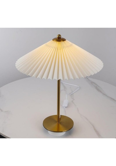 Exlusive Collection Krem Şapka Tasarım Madame Fico Abajur Eskitme Gold Sarı Gold