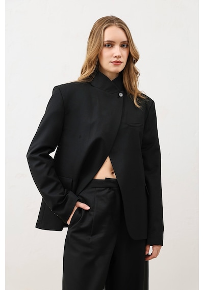 Antioch Dik Yaka Kadın Blazer Ceket Siyah