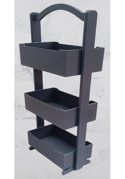 Hobi Adn 90383 Raf Terek 3'lü Geniş İç Hacim Cnc Kesim Ahşap Mdf Antrasit Elyapım
