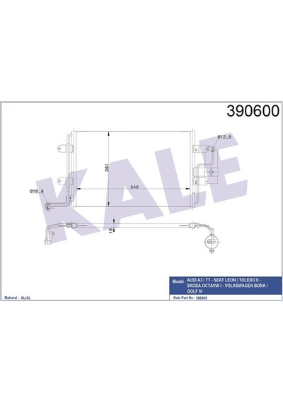 Kale Klıma Radyatoru Vw Golf 98-06 Audı A3 97-03 Seat Leon 00-06 Skoda Octavıa 97-00 Klr-390600