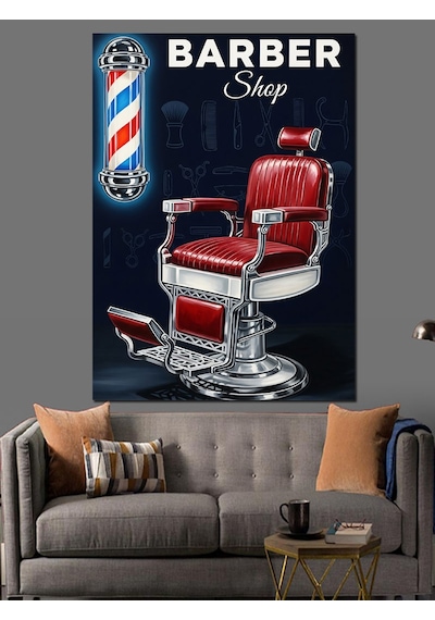 Retro Berber Koltuğu Posteri Dekoratif Kanvas - Mdf Ahşap Tablo