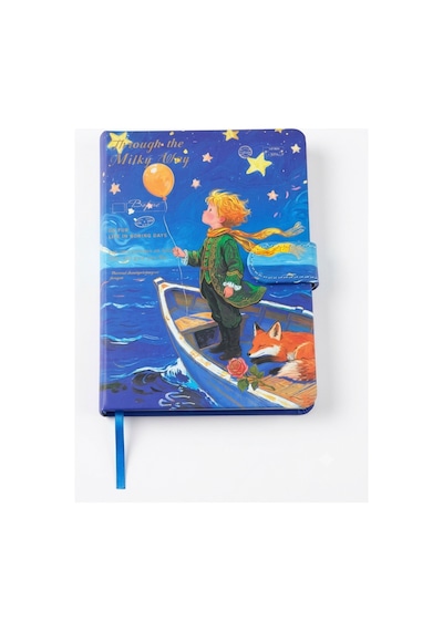 Özel Tasarım Küçük Prens Temalı Mıknatıs Kapaklı Defter - Through The Milky Way - Kayık Mavi