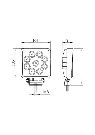 Yuvarlak Çalışma Lambası 9 Ledli 27W(Power Led) Beyaz