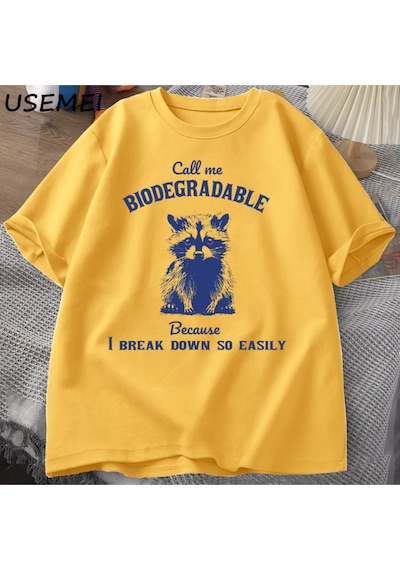 Flood Of Style Daha Çöp Tenekesi Daha Az Çöp T Shirt Erkek Komik Rashirts Bir Çöp Grafik Tee Erkek Giysileri Sarı