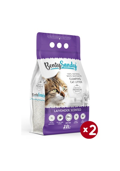 Benty Sandy Lavanta Kokulu İnce Topaklaşan Bentonit Kedi Kumu 2 x 10 L