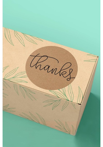 Kraft Siyah Thanks Sticker 3x3cm St2339 Çok Renkli
