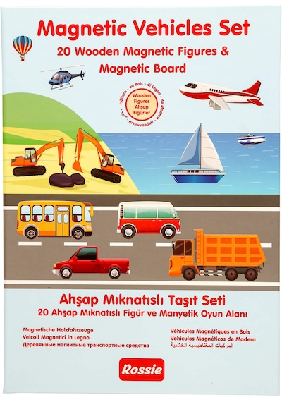 Rossie Ahşap Mıknatıslı Trafik Oyun Seti Mıknatıslı Oyun Alanı