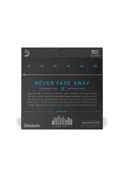 D'addario Xtabr1253 Xt 80/20 Bronze Akustik Gitar Tel Seti 12-53 Light Tansiyon, Xt Koruyucu Tabaka İle Uzatılmış Tel Ömrü, Keskin Ve Belirgin Ton Karakteri