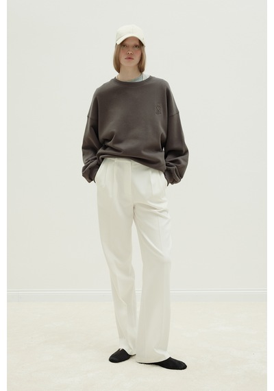 Suud Collection Kahverengi Logolu Oversize Sweatshirt Kahve
