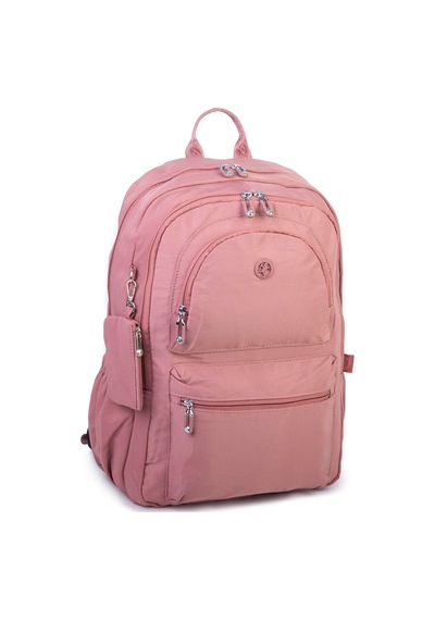 Nas Bag Unisex Büyük Boy Hafif Çok Gözlü Sırt Çantası Gül Kurusu Gül Kurusu
