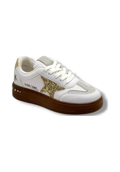 Mıa Marya 7020-26 Simli Yıldızlı Trend Fashion Kadın Sneaker Beyaz