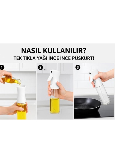 Cam Yağ Sprey Şişesi 200ml Püskürtmeli Yağdanlık, Cam Gövde, Airfryer, Fırın Ve Diyet Yemekle Diğer