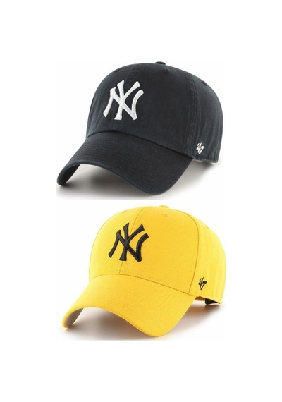 Gyes Spor Ny Şapka Unisex 2'li Takım Arkası Cırtlı Ayarlanabilir Siyah Sari Siyah