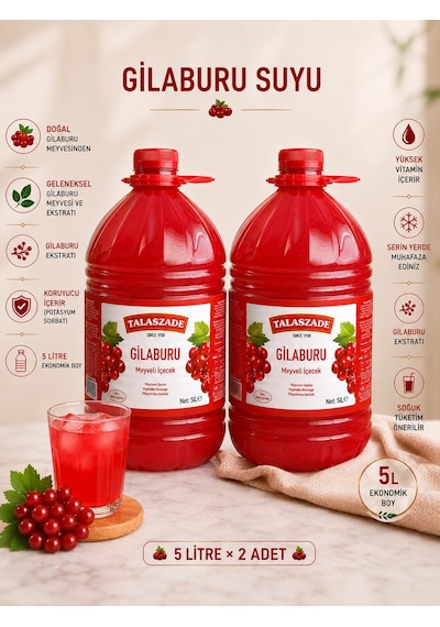 Talaszade Gilaburu Suyu 5 L X 2 Adet - Şeker İlavesiz Koruyucu İçerir - Güven Bitkisel