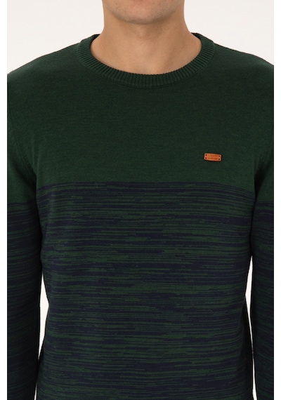 U.S. Polo Assn. Erkek Slim Fit Bisiklet Yaka Koyu Yeşil Kazak 50314970-VR079