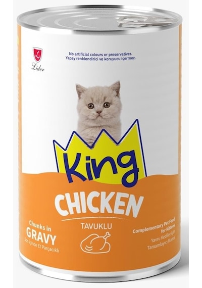 King Et Parçacıklı Tavuklu Yavru Kedi Konserve 400 Gr 6 Adet