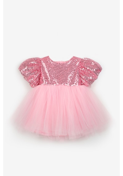 Le Mabelle Pembe Fiyonk Detaylı Pullu Kız Bebek Elbise - Amber Pembe