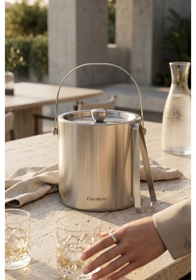 Cooket 2 Litre Çelik Buz Kovası Yk1839 Gümüş