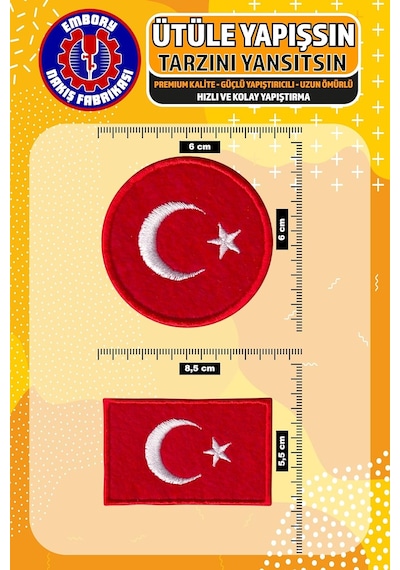 Ütü İle Yapışan Arma Yama, Türk Bayrağı Seti 4 Adet Ütüyle Yapışan Nakış Dokuma Aplike Patch Çok Renkli